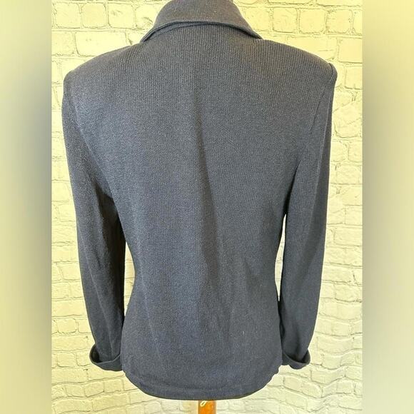 St John Navy Blue Knit Blazer with Gold Buttons - Picture 4 of 5